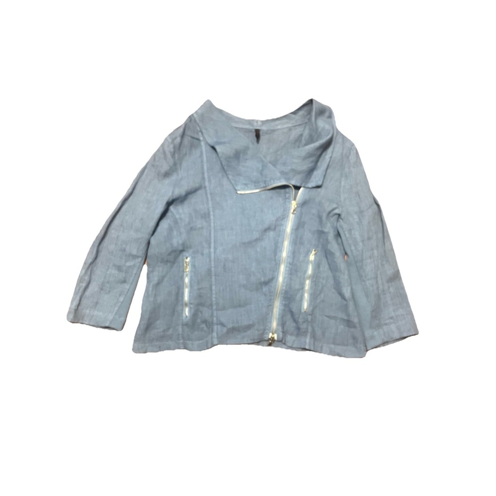 Ibizie Italy Linen Lightweight Moto Blazerβ Size L/M Summer Minimalistic Coastal